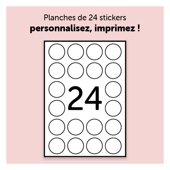 120 autocollants ronds de 4cm en papier blanc mat, C9422M-5