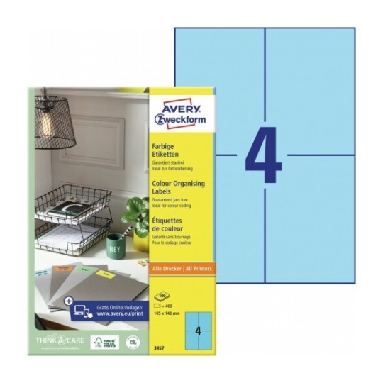 Etiquettes couleur 3457 Contenu: 400 Etiquettes / 100 Feuilles