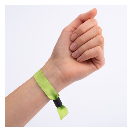 100 bracelets en tissu vert avec bague de serrage en plastique inviolable FABGN-100