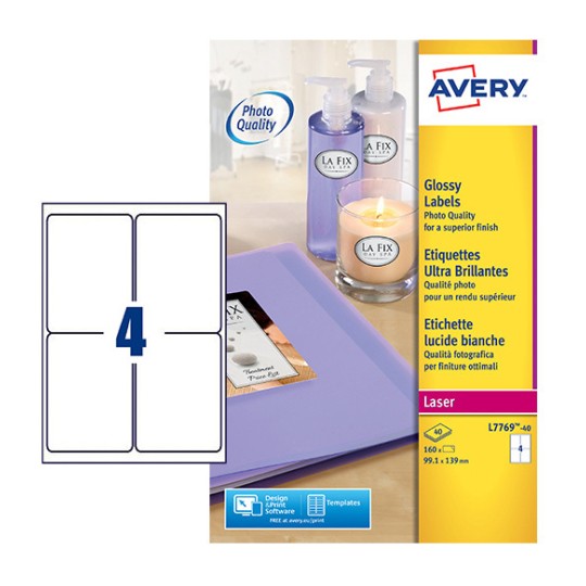Etiquettes brillantes L7769-40 Contenu: 160 Etiquettes / 40 Feuilles
