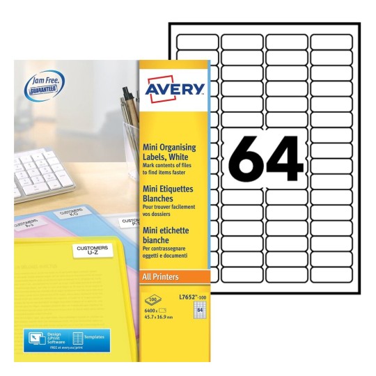 Etiquette mini L7652-100 Contenu: 6.400 Etiquettes / 100 Feuilles