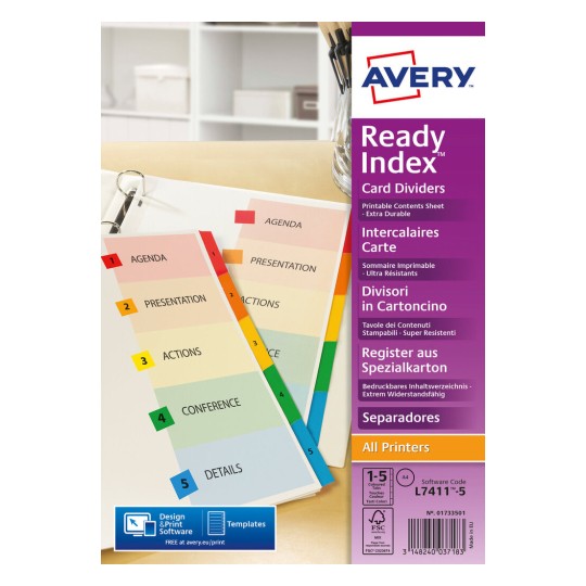 Avery Mini intercalaires inscriptibles durables, 5,5 x 8,5 pouces