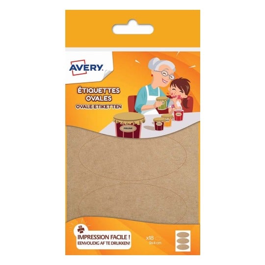 18 étiquettes ovales couleur kraft OVKR18
