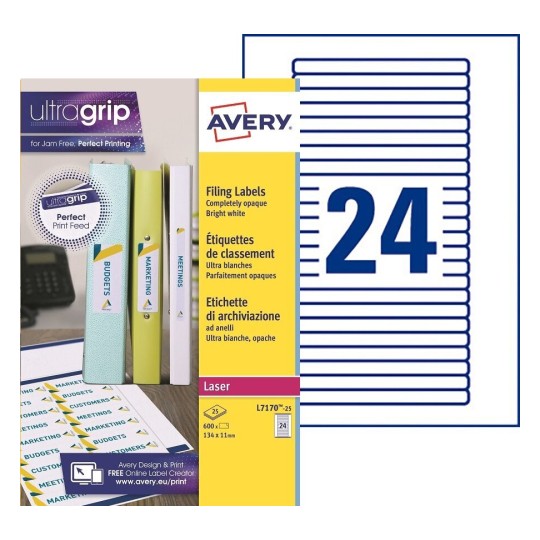 Etiquette pour chemises à élastique L7170-25 Contenu: 600 Etiquettes / 25 Feuilles