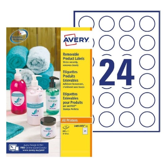 Etiquettes amovibles L4851REV-25 Contenu: 600 Etiquettes / 25 Feuille