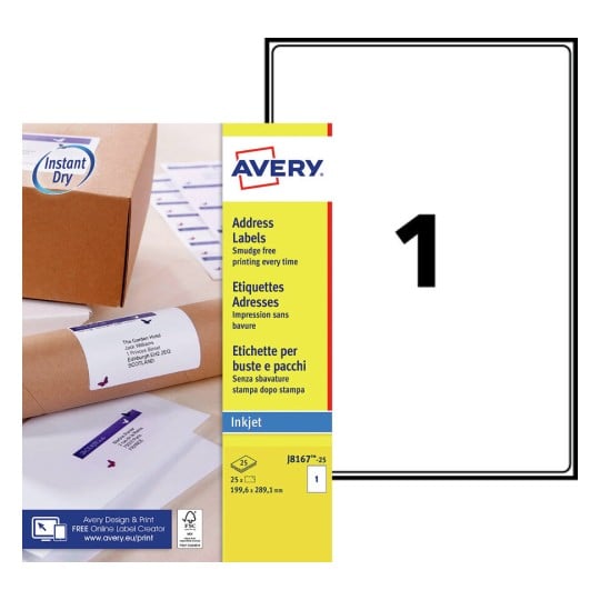 Etiquettes d'expédition J8167-25 Contenu: 25 Etiquettes / 25 Feuilles