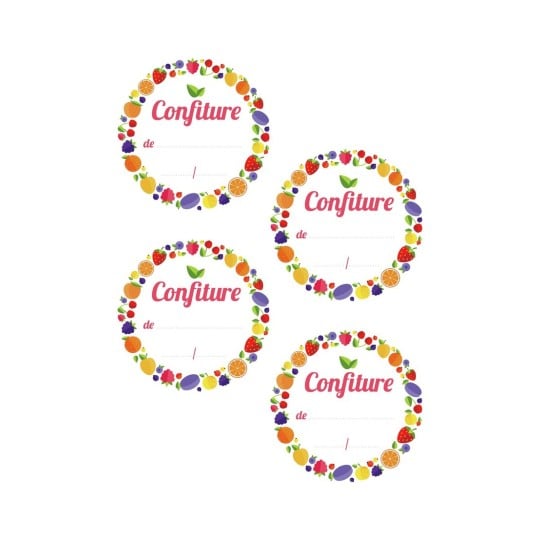 20 étiquettes confiture modèle couronne de fruits CONF20G