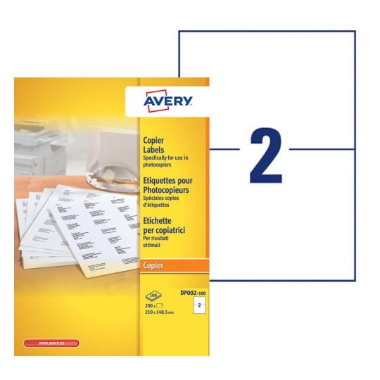 Etiquettes copieurs DP002-100 Contenu: 200 Etiquettes / 100 Feuilles