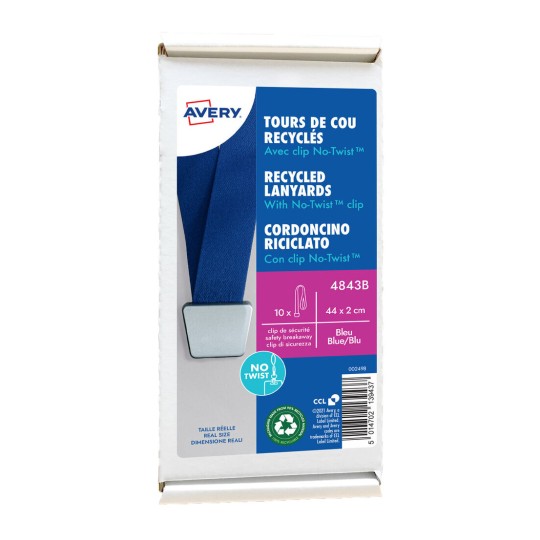 Tours de cou badges recyclés avec clip No-Twist 4843B