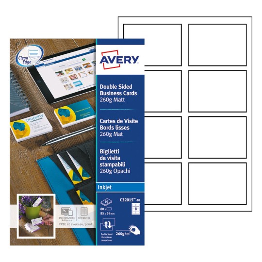 Cartes de visite C32015-10 Contenu: 80 Cartes / 10 Feuilles