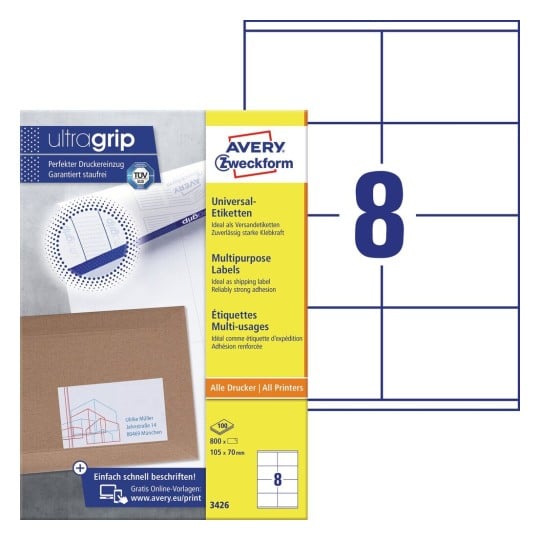 Etiquettes multi-usages 3426 Contenu: 800 Etiquettes / 100 Feuilles
