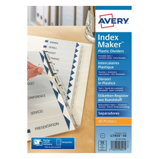 Avery Mini intercalaires en plastique insérables Style Edge pour 3