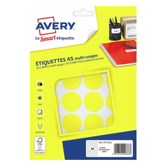 Pastilles en étuis A5 PET30J