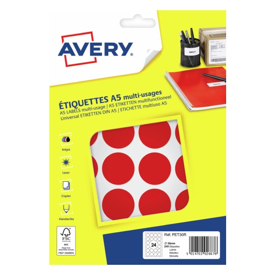 Pastilles en étuis A5 PET30R