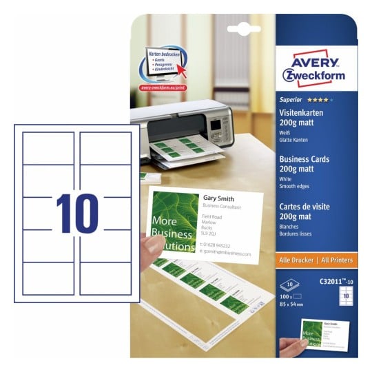 Cartes de visite C32011-10 Contenu: 100 Cartes / 10 Feuilles