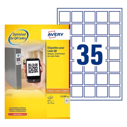 Etiquette pour codes QR L7120-25 Contenu: 875 Etiquettes / 25 Feuilles
