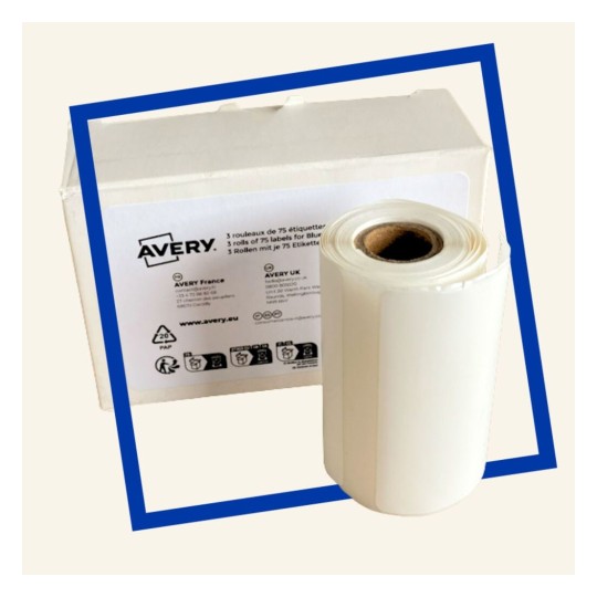 Pack de 3 rouleaux d'étiquttes papier blanc (55 x 30mm) pour Imprimante Bluetooth Avery BTPRINTER BTPRINTER-ROLLS