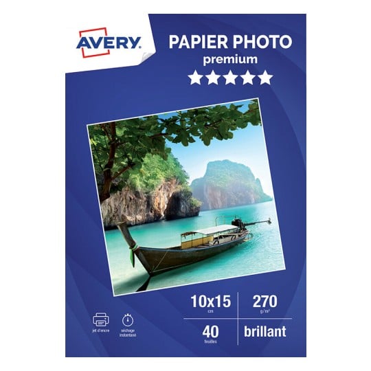 Avery - Papier Photo brillant - 13 x 18 cm - 230 g/m² - impression jet  d'encre - 35 feuilles Pas Cher