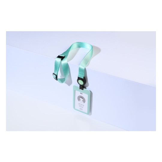 Porte-cartes, enrouleur et tour de cou ajustable et recyclé vert R4828AG-1R