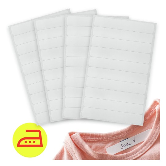 40 étiquettes vêtements thermocollantes blanches THERMO40