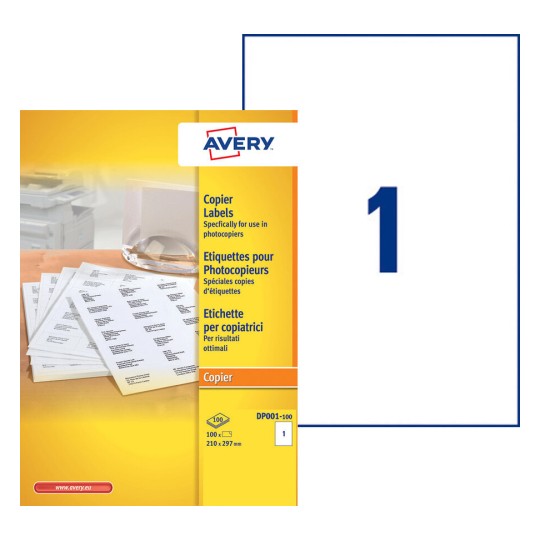 Etiquettes copieurs DP001-100 Contenu: 100 Etiquettes / 100 Feuilles