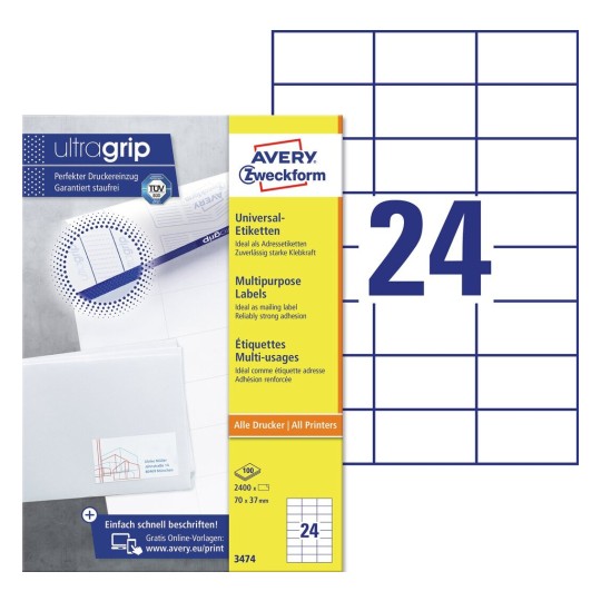 Etiquettes multi-usages 3474 Contenu: 2.400 Etiquettes / 100 Feuilles