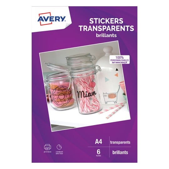 6 stickers transparents A4 décollables sans trace C9421