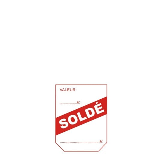 1000 étiquettes chevalets "soldé" - 50x125mm ETISOLDE 50 x 125 mm