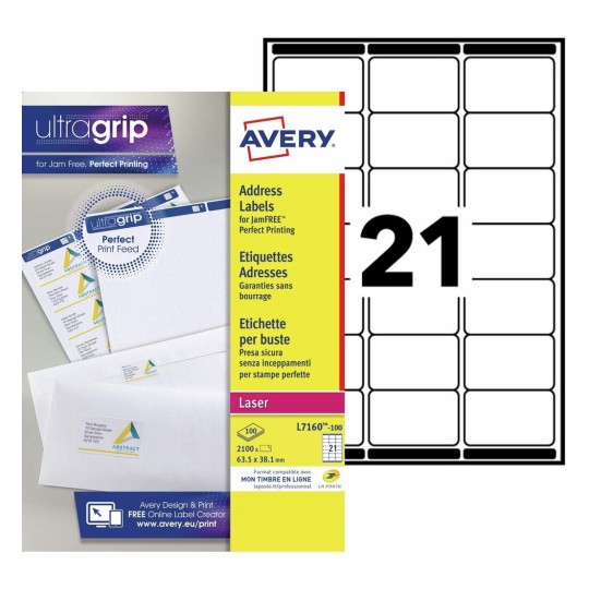 Etiquette adresse L7160-100 Contenu: 2.100 Etiquettes / 100 Feuilles