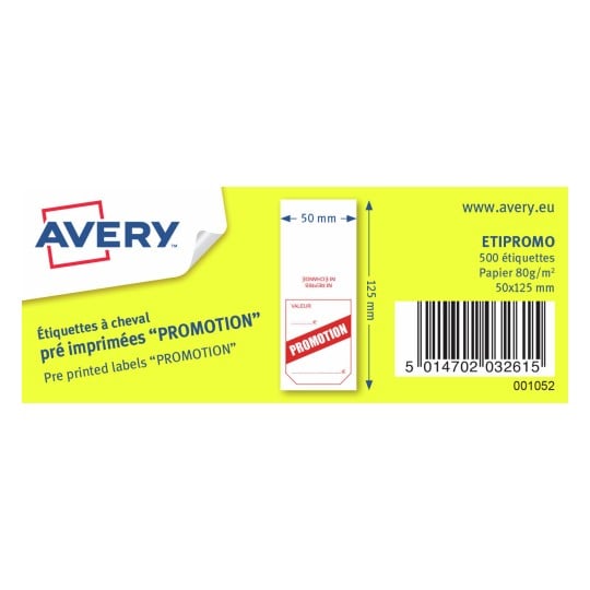500 étiquettes chevalets "promotions" 50 x 125 mm ETIPROMO