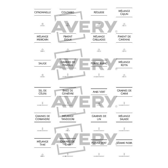 ETIQUETTE À ÉPICES MINIMALISTE LOT DE 39 – Luxcreaflo