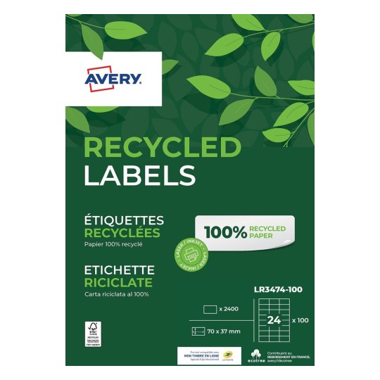 2400 étiquettes 100% recyclées LR3474-100