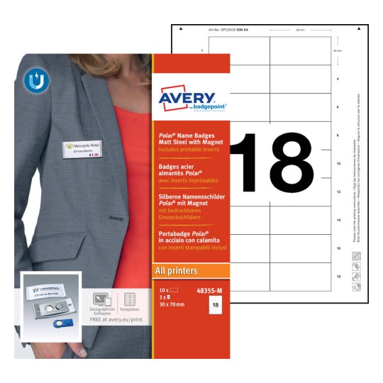 Badges à aimant Polar® 4835S-M Contenu: 10 Badges / 3 Feuilles