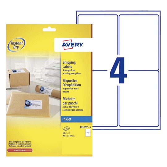 Etiquettes adresse J8169-10 Contenu: 40 Etiquettes / 10 Feuilles