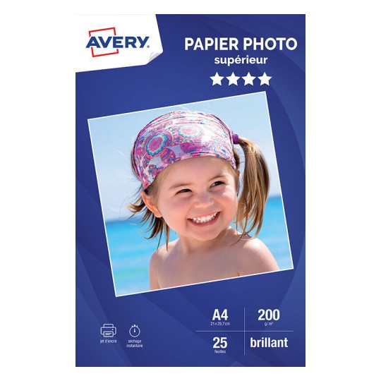 25 feuilles de papier photo brillant supérieur (200 g/m²) en