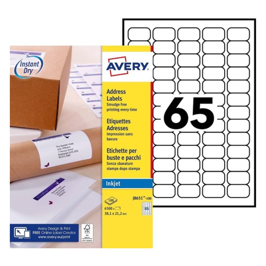 Etiquettes mini J8651-100 Contenu: 6.500 Etiquettes / 100 Feuilles
