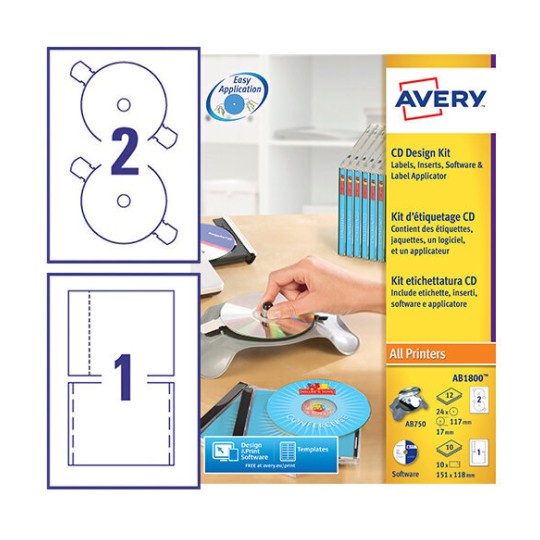 Kit de démarrage étiquetage CD AB1800 Contenu: 24 Etiquettes / 22 Feuilles