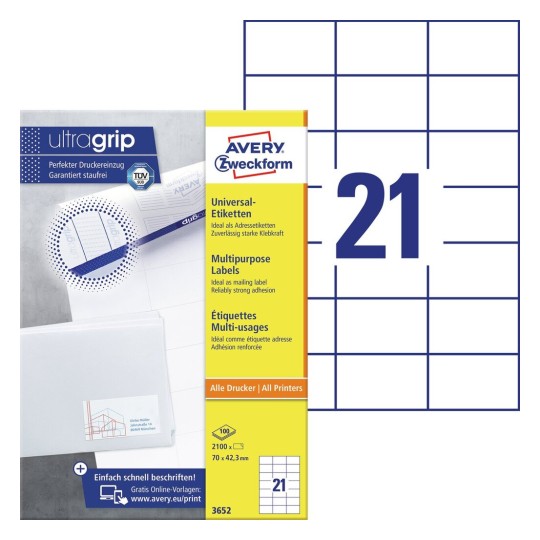 Etiquettes multi-usages 3652 Contenu: 2.100 Etiquettes / 100 Feuilles