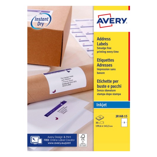 30 étiquettes jet d'encre en pochette J8168-15