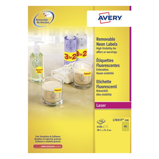 Etiquettes Fluorescentes L7651Y-100