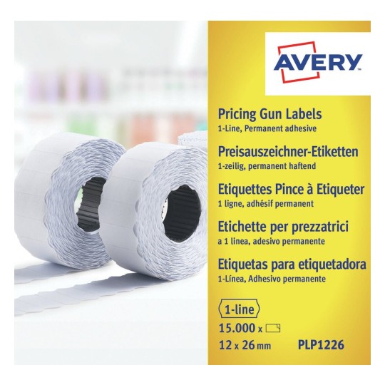 10 rouleaux de 1500 étiquettes blanches 26x12 mm pour pince 1 ligne PLP1226