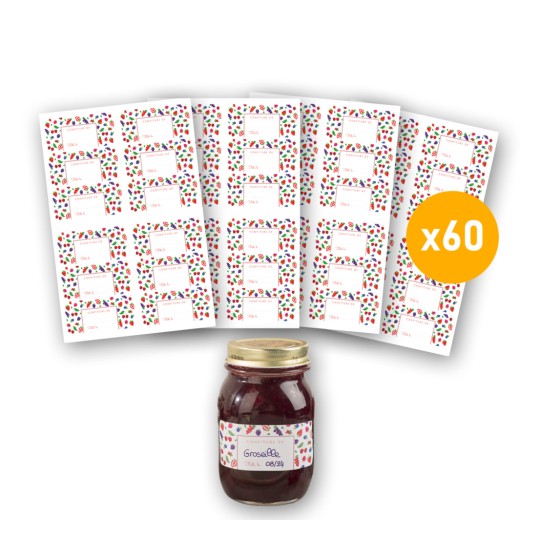 60 étiquettes confiture modèle fruits rouges CONF60R