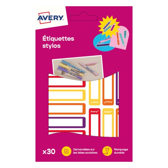 30 étiquettes stylos autocollantes jaune / orange RESMI30M