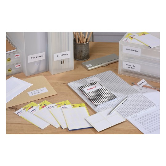 Etiquettes sachets ambiance bureau manuscrit