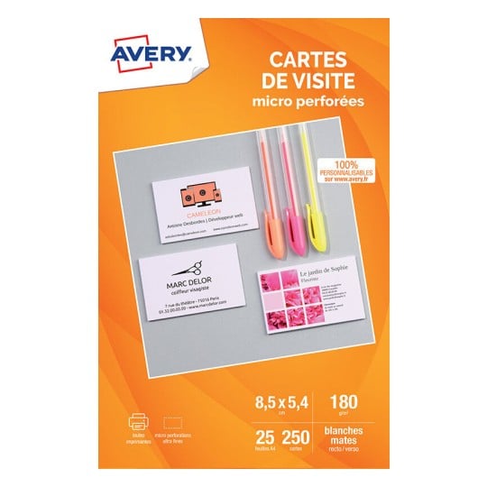 250 cartes de visite mates microperforées C32010-14