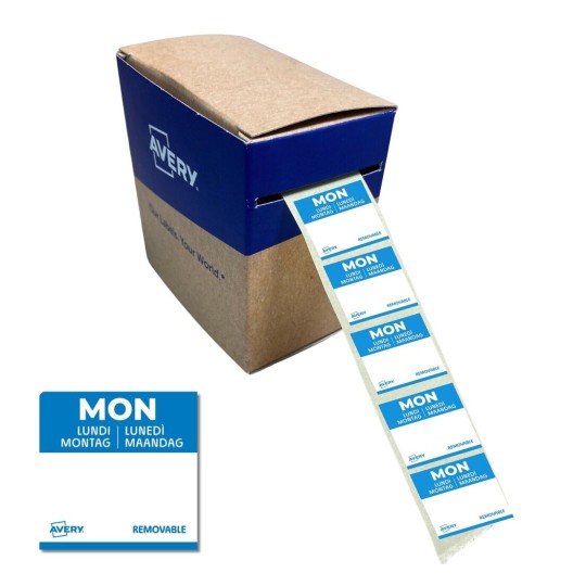 Rouleau de 1000 Etiquettes "LUNDI" - 25x25mm - Amovibles  DLSMONREV-1000