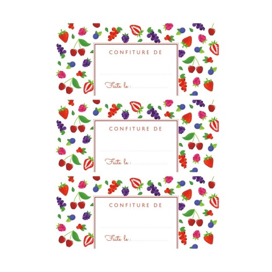 21 étiquettes confiture modèle fruits rouges CONF21R