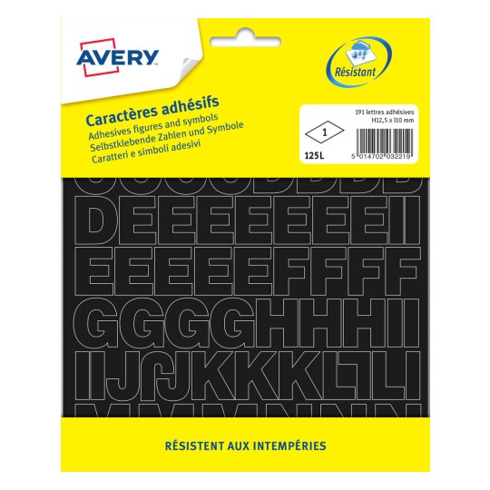 Lettres et chiffres adhésifs en sticker autocollant