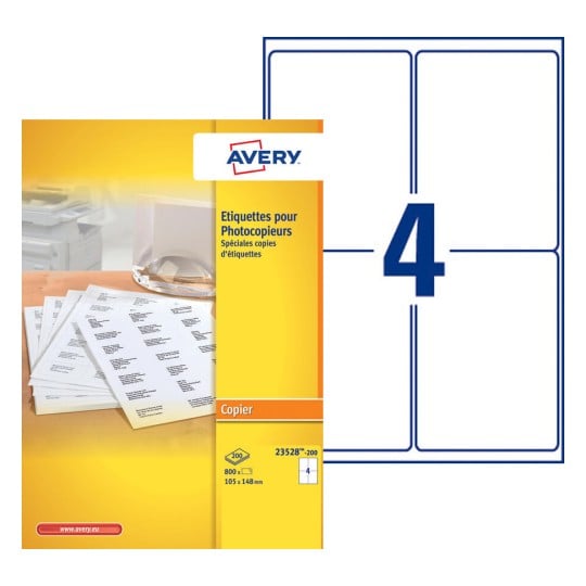 Etiquettes copieurs 23528-200 Contenu: 800 Etiquettes / 200 Feuilles