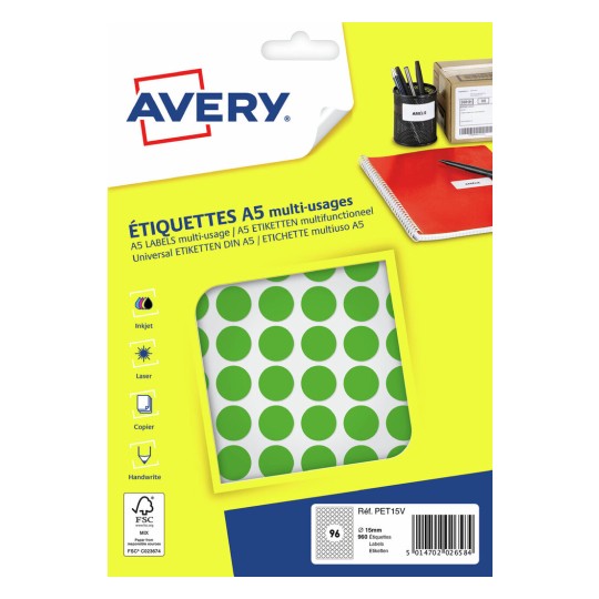 960 pastilles en étuis A5 PET15V